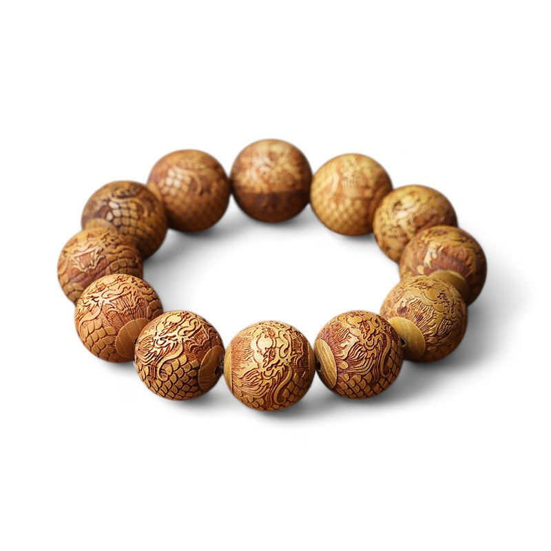 Sandalwood Beads Bracelet - Dragon Pattern