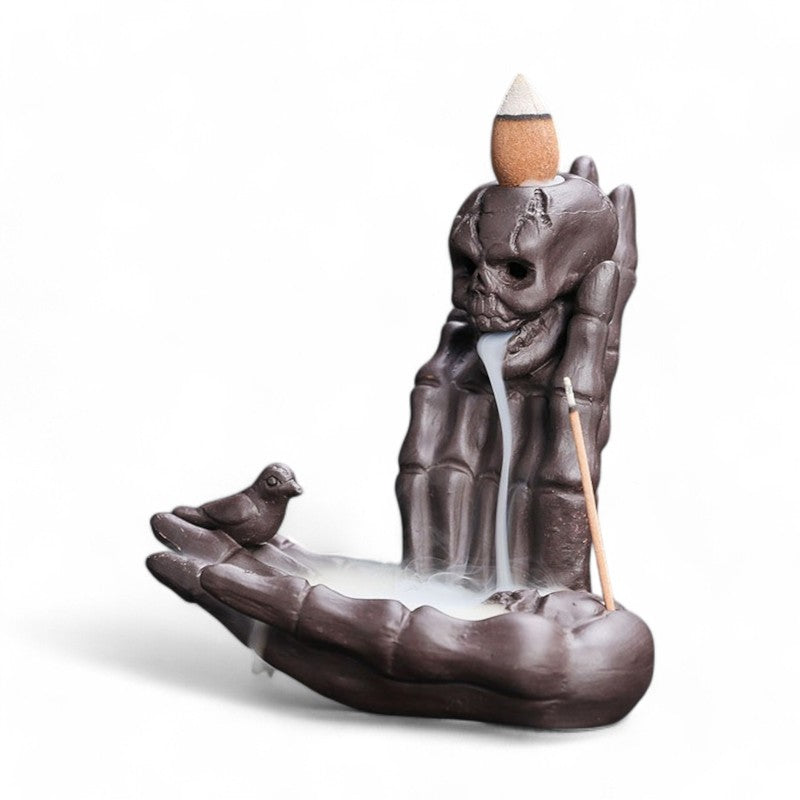 Backflow Incense Burner - Skull And Bird