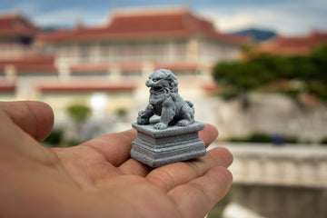 Mini Fu Dog Stone Statue Chinese Guardian Lion Ornament