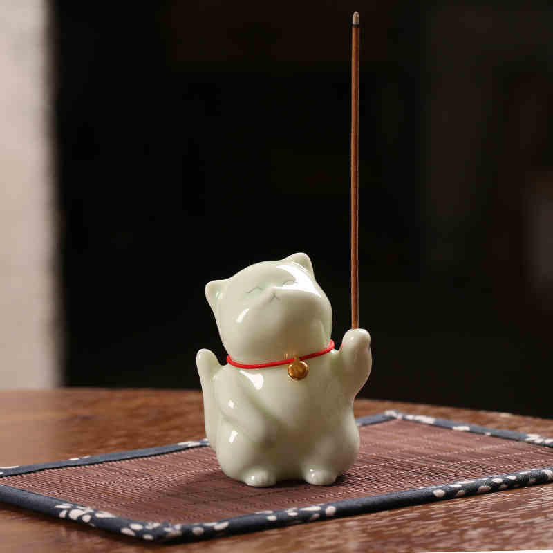 Incense Holder - White Neko