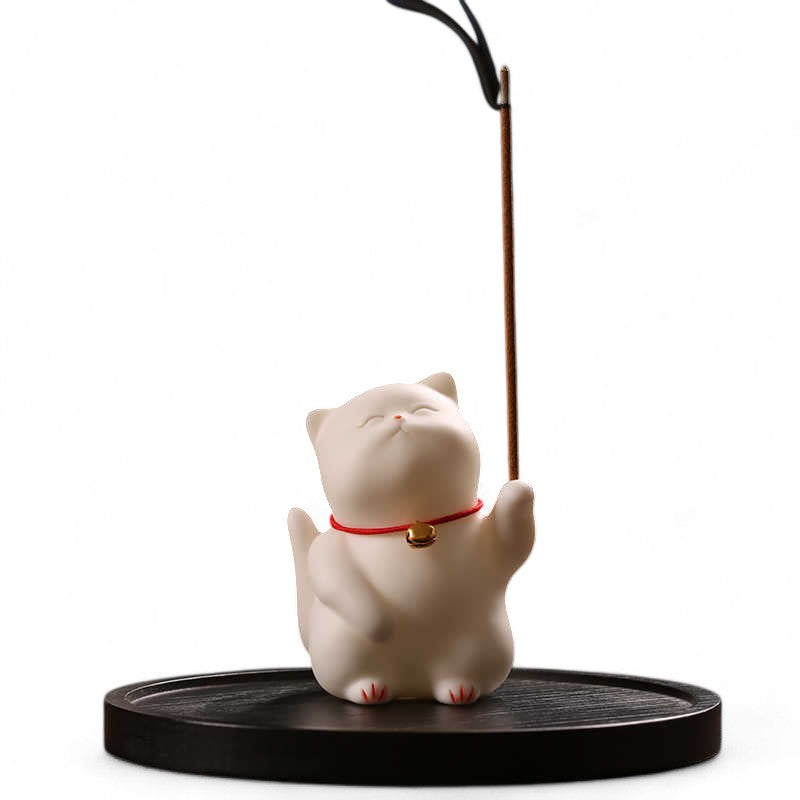 Incense Holder - White Neko